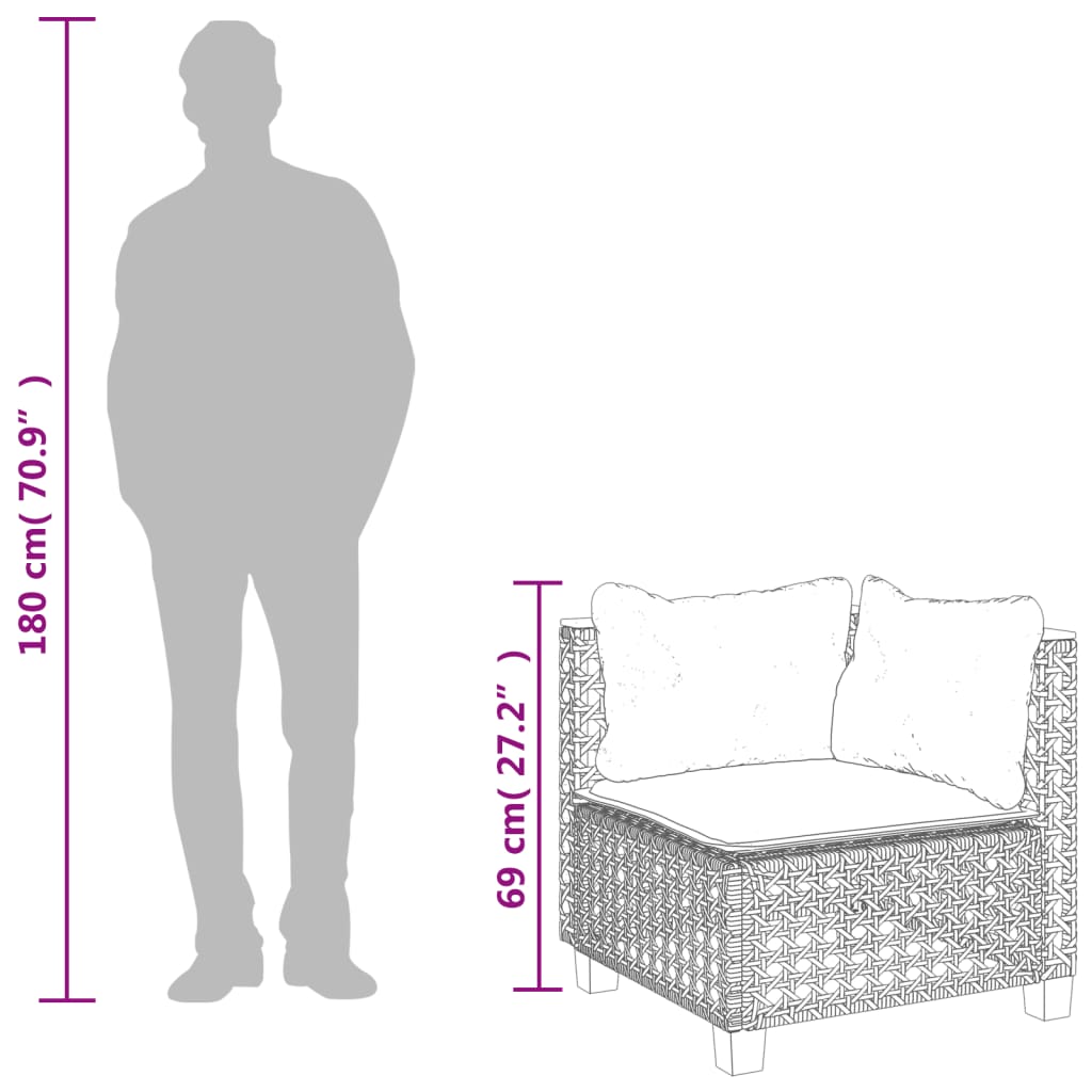 Divano Angolare da Giardino con Cuscini Nero in Polyrattan | homemem39