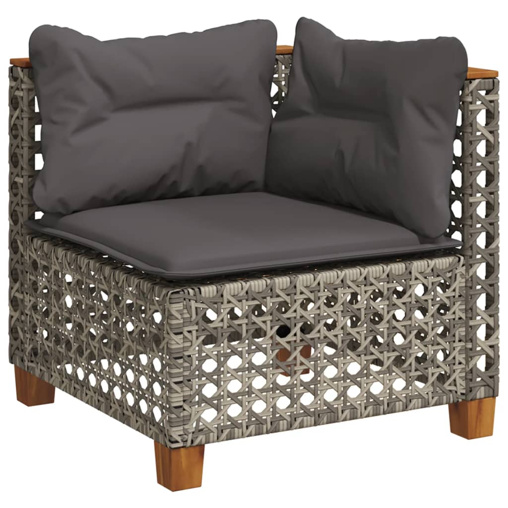 Divano Angolare da Giardino con Cuscini Grigio in Polyrattan | homemem39