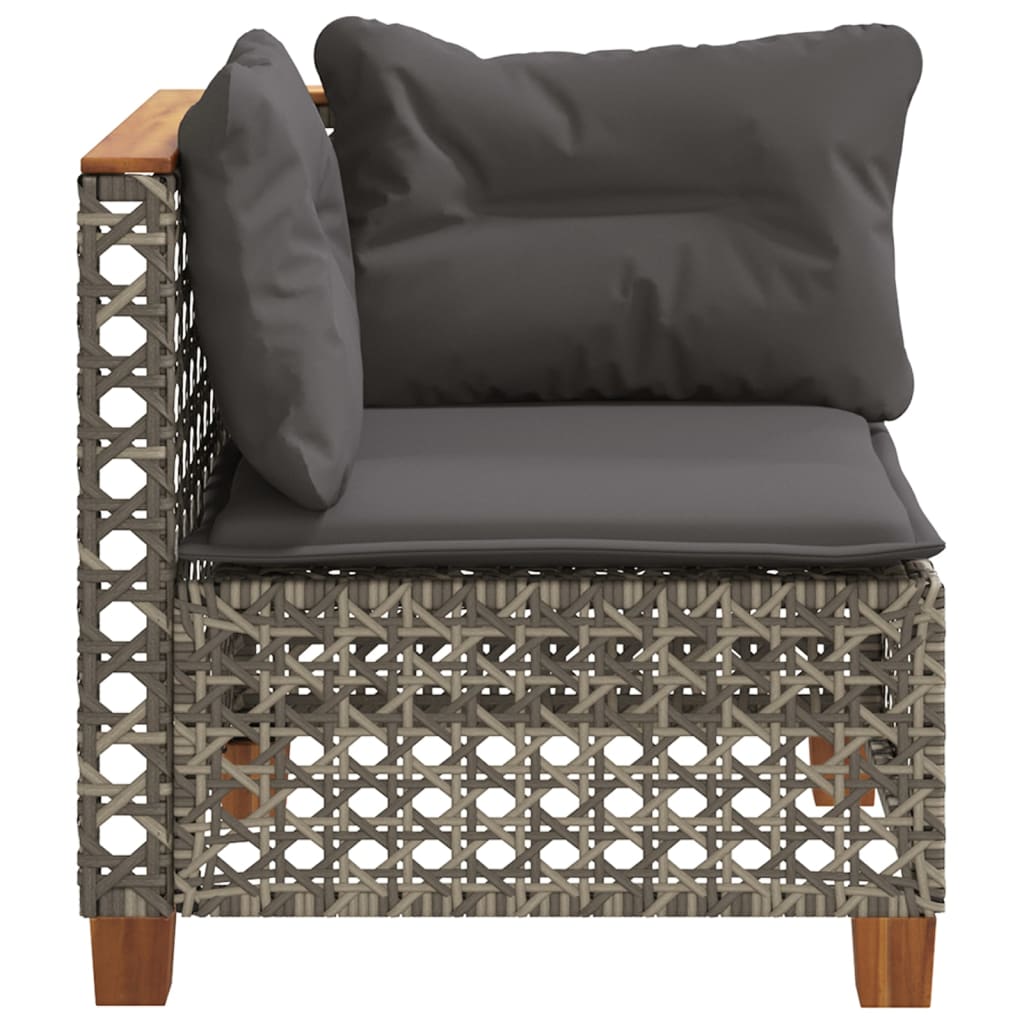 Divano Angolare da Giardino con Cuscini Grigio in Polyrattan | homemem39