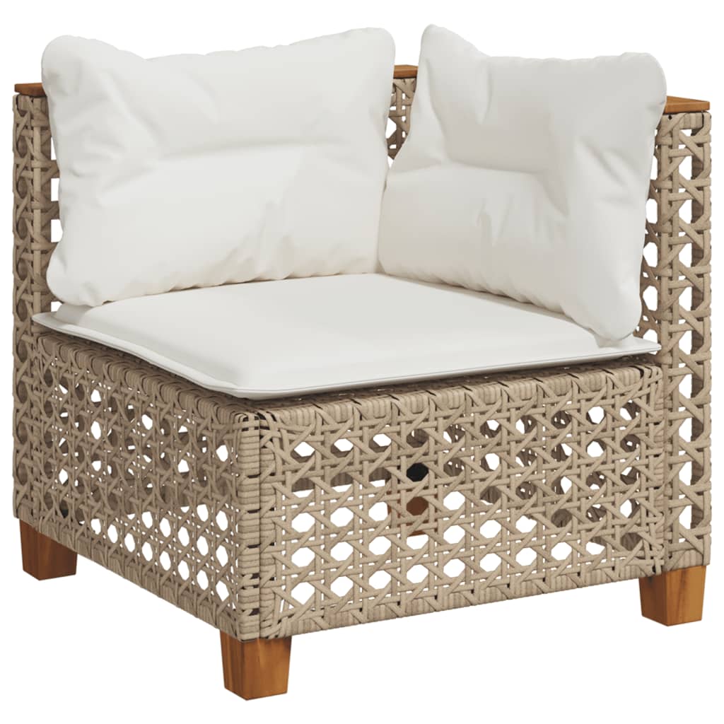 Divano Angolare da Giardino con Cuscini Beige in Polyrattan | homemem39