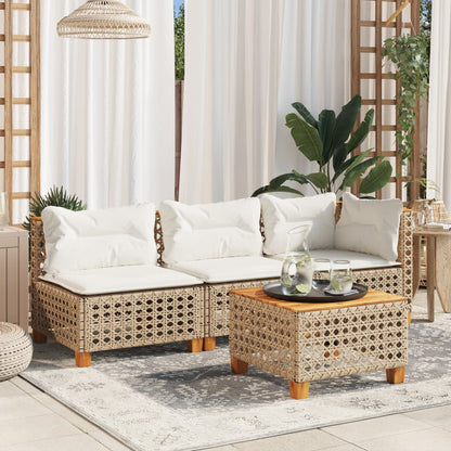Divano Angolare da Giardino con Cuscini Beige in Polyrattan | homemem39
