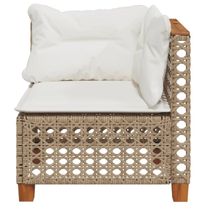 Divano Angolare da Giardino con Cuscini Beige in Polyrattan