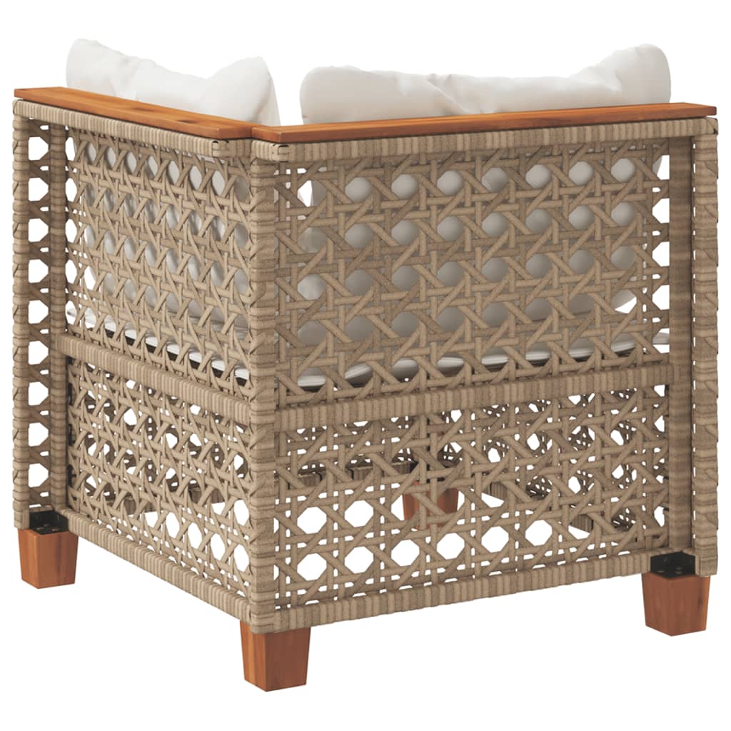 Divano Angolare da Giardino con Cuscini Beige in Polyrattan | homemem39