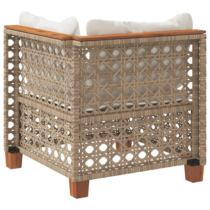 Divano Angolare da Giardino con Cuscini Beige in Polyrattan | homemem39