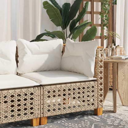 Divano Angolare da Giardino con Cuscini Beige in Polyrattan | homemem39