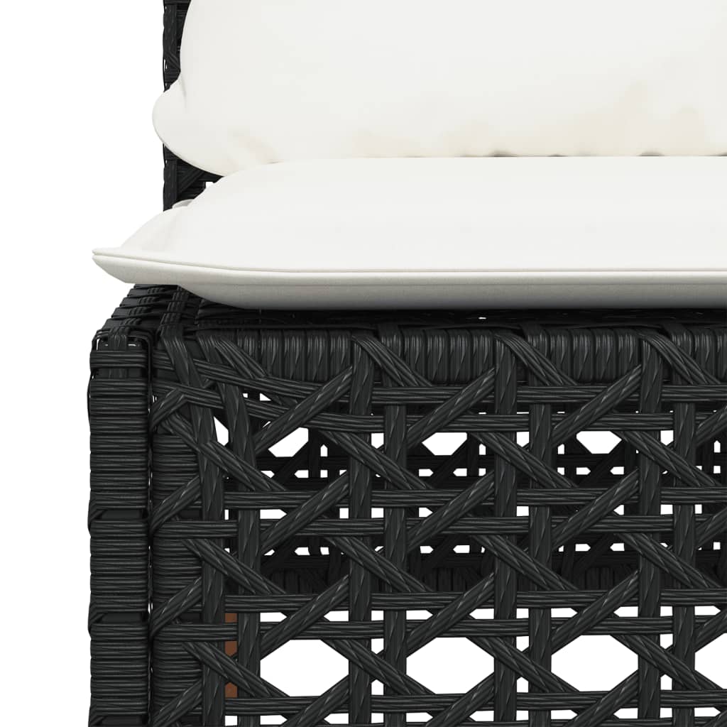 Divano Giardino Senza Braccioli con Cuscini Nero in Polyrattan | homemem39