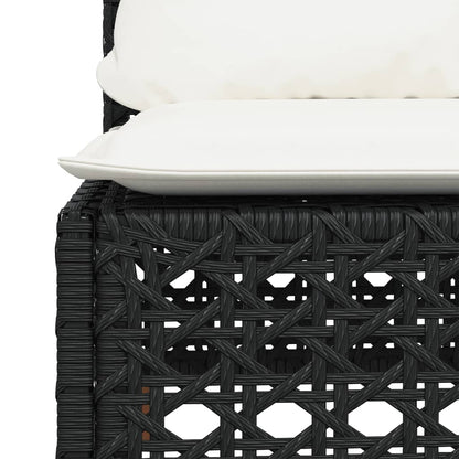 Divano Giardino Senza Braccioli con Cuscini Nero in Polyrattan | homemem39