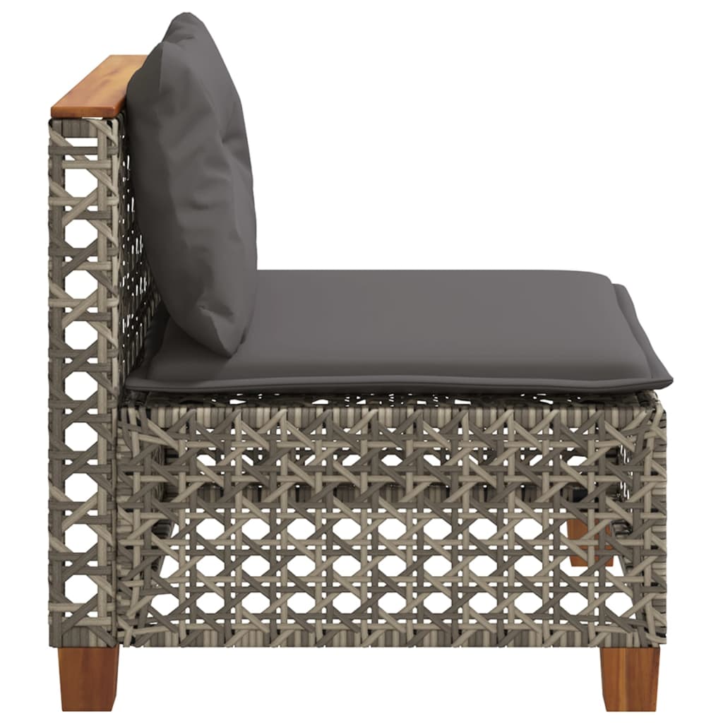 Divano Giardino Senza Braccioli con Cuscini Grigio Polyrattan | homemem39