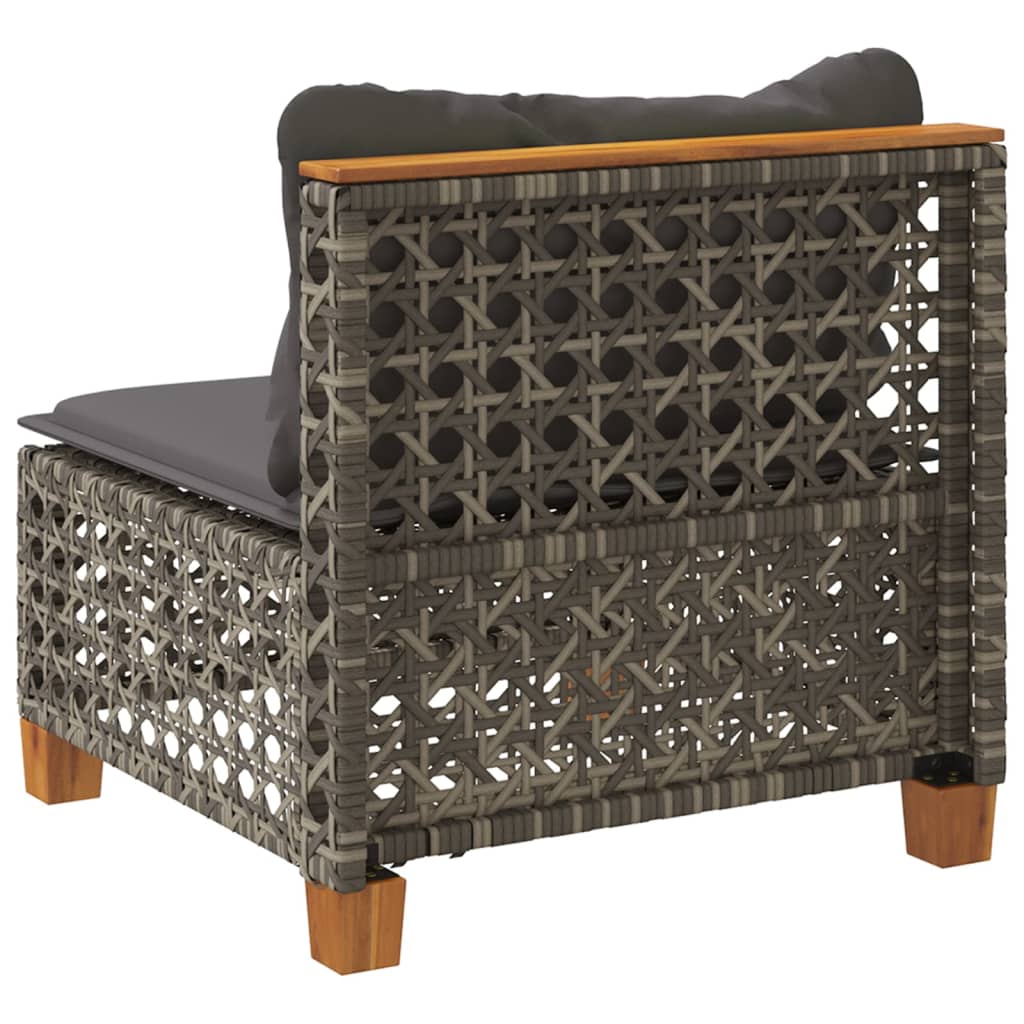 Divano Giardino Senza Braccioli con Cuscini Grigio Polyrattan | homemem39