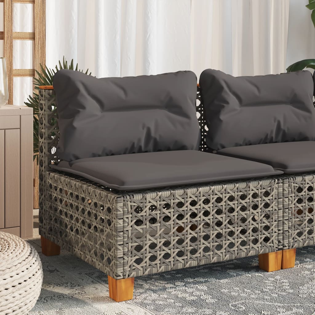 Divano Giardino Senza Braccioli con Cuscini Grigio Polyrattan | homemem39