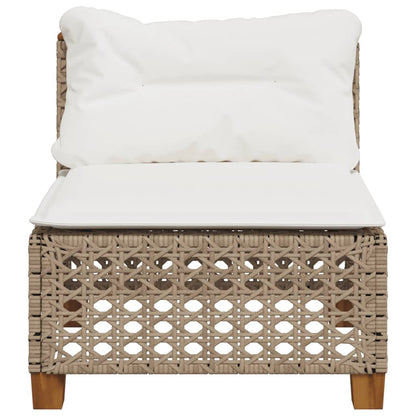 Divano Giardino Senza Braccioli con Cuscini Beige in Polyrattan