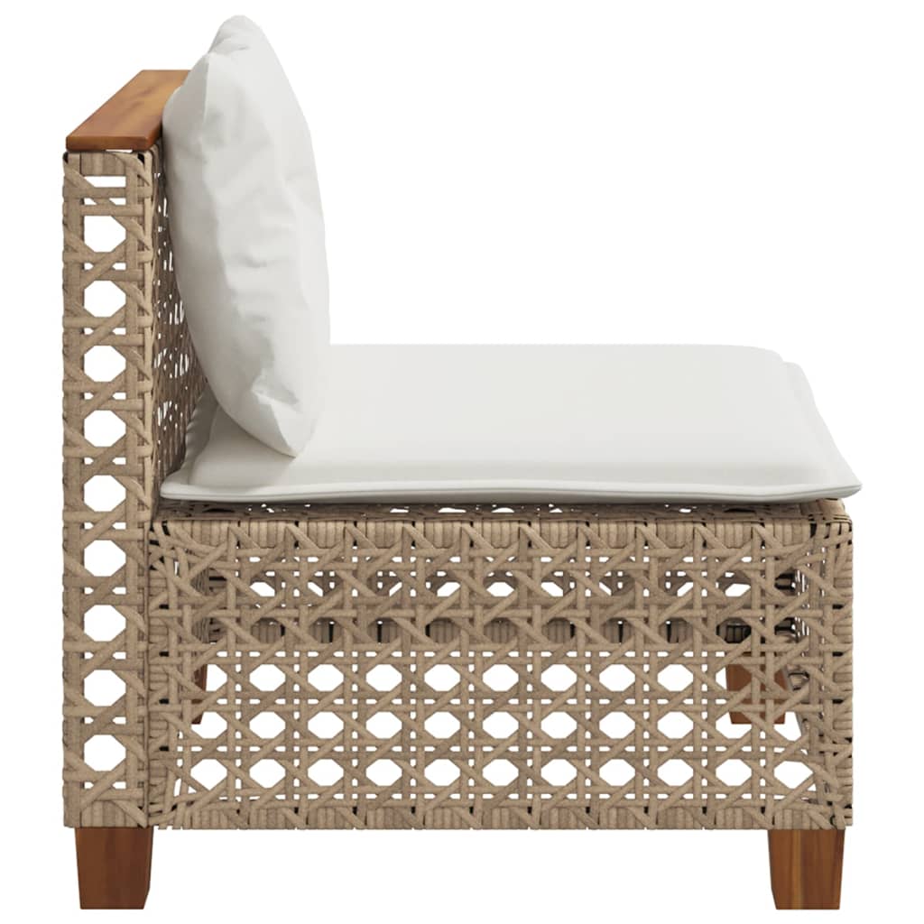Divano Giardino Senza Braccioli con Cuscini Beige in Polyrattan | homemem39