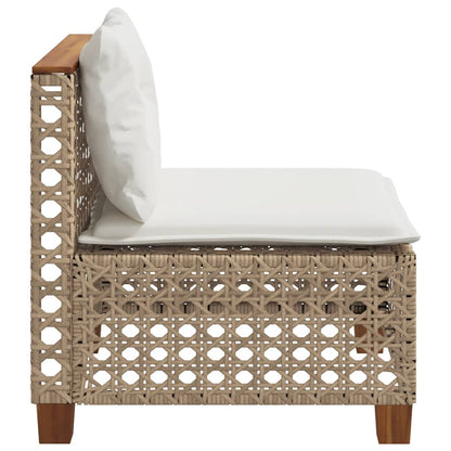 Divano Giardino Senza Braccioli con Cuscini Beige in Polyrattan | homemem39