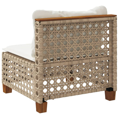 Divano Giardino Senza Braccioli con Cuscini Beige in Polyrattan | homemem39