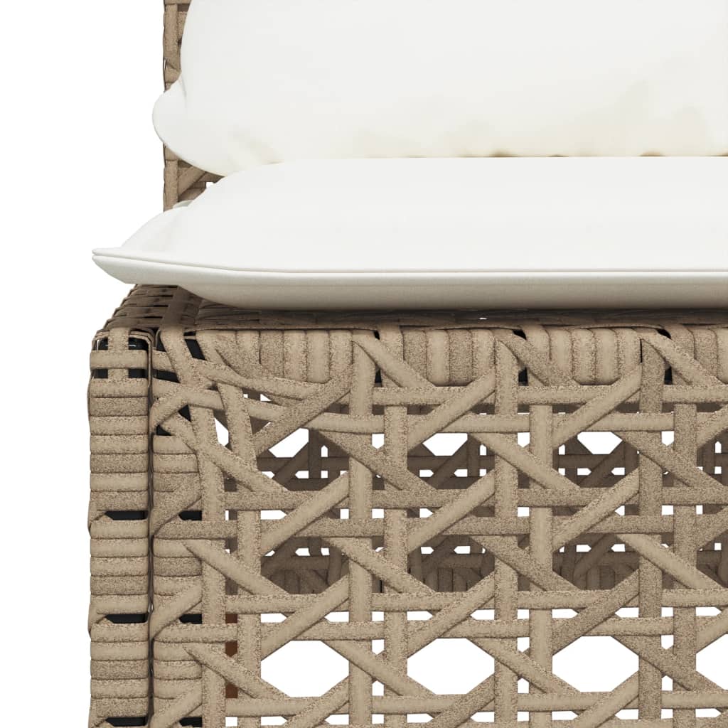 Divano Giardino Senza Braccioli con Cuscini Beige in Polyrattan | homemem39