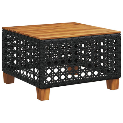 Tavolo da Giardino Nero 55x55x36cm in Polyrattan e Legno Acacia