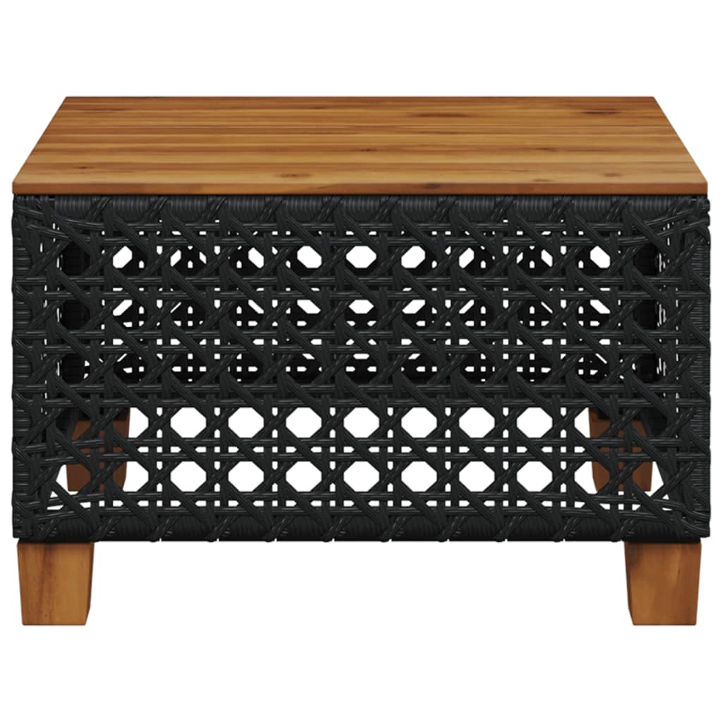 Tavolo da Giardino Nero 55x55x36cm in Polyrattan e Legno Acacia