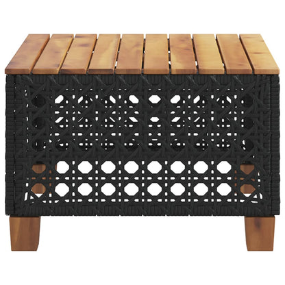 Tavolo da Giardino Nero 55x55x36cm in Polyrattan e Legno Acacia