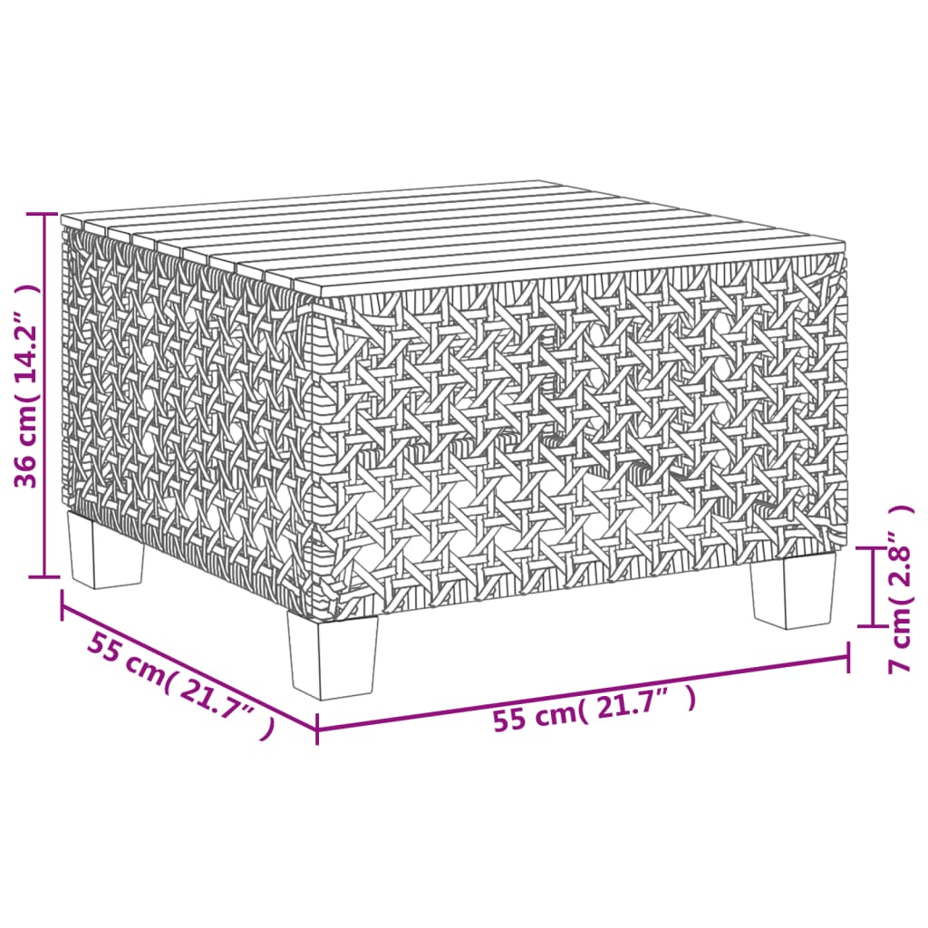 Tavolo da Giardino Nero 55x55x36cm in Polyrattan e Legno Acacia