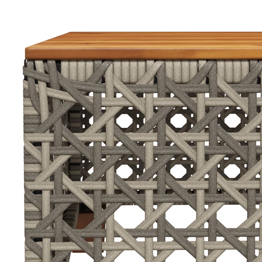 Tavolo da Giardino Grigio 55x55x36 cm Polyrattan e Legno Acacia