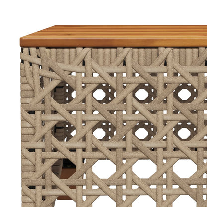 Tavolo da Giardino Beige 55x55x36 cm Polyrattan e Legno Acacia - homemem39