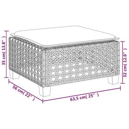 Sgabello Giardino con Cuscino Grigio 63,5x56x32cm in Polyrattan