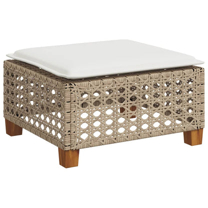 Sgabello Giardino con Cuscino Beige 63,5x56x32 cm in Polyrattan | homemem39