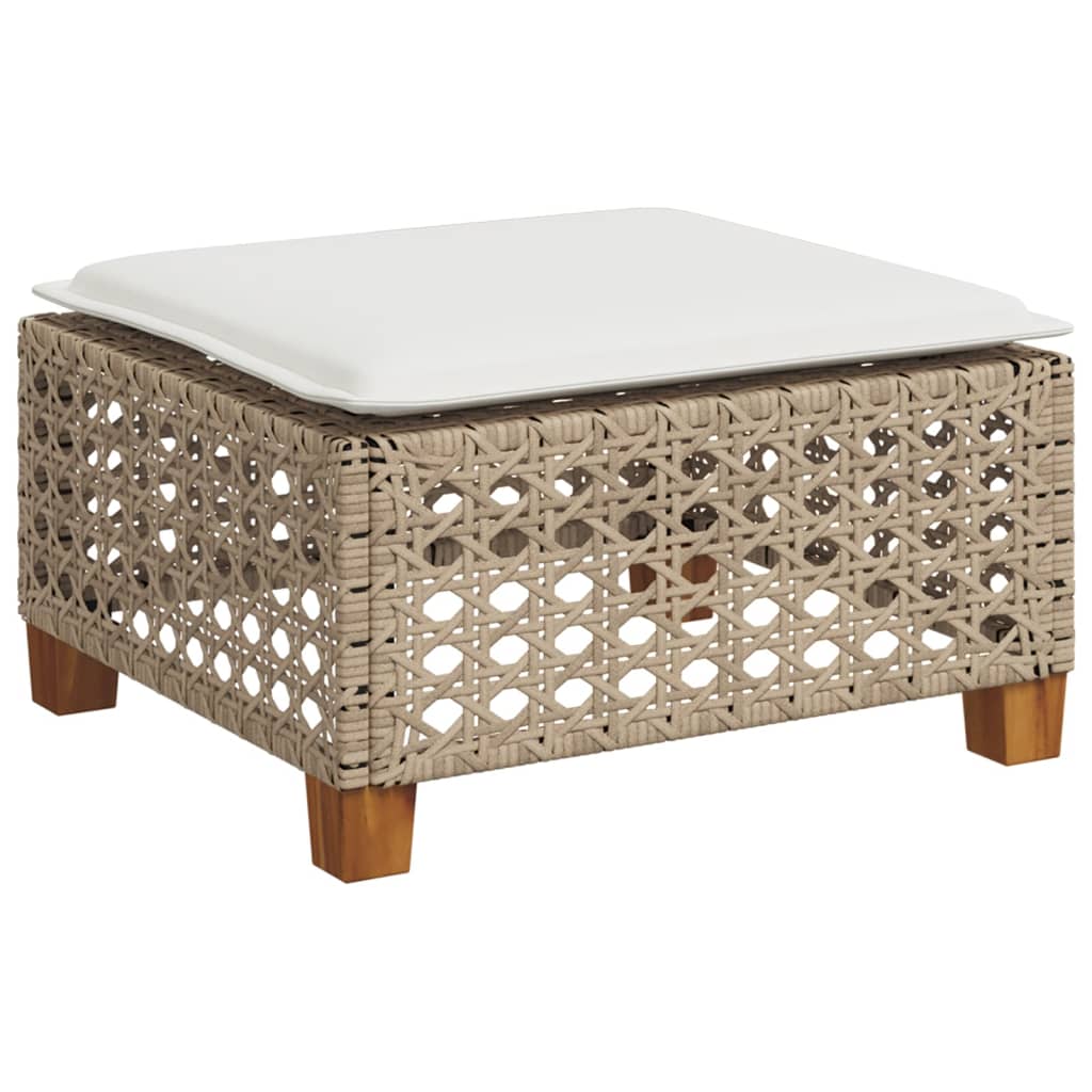 Sgabello Giardino con Cuscino Beige 63,5x56x32 cm in Polyrattan - homemem39