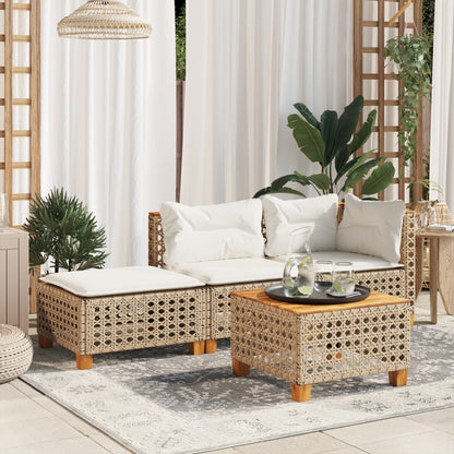 Sgabello Giardino con Cuscino Beige 63,5x56x32 cm in Polyrattan | homemem39