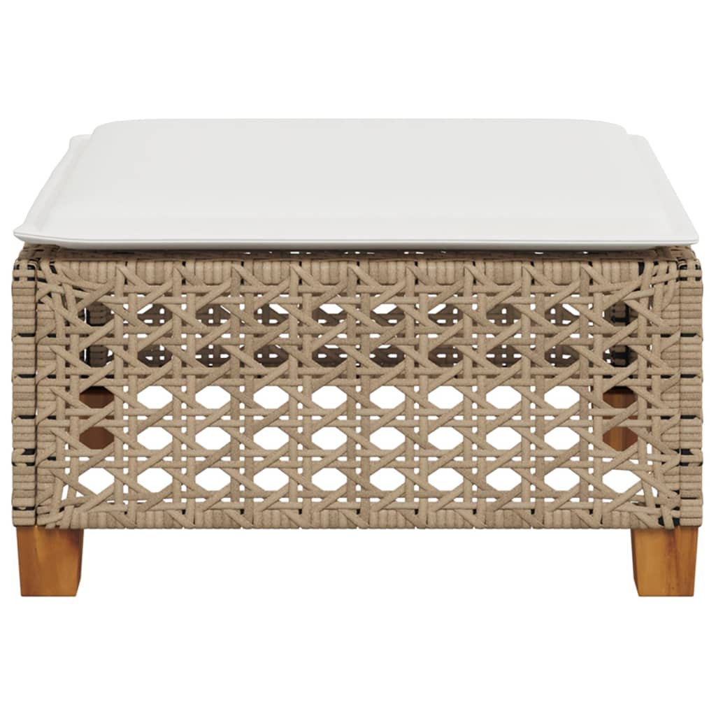 Sgabello Giardino con Cuscino Beige 63,5x56x32 cm in Polyrattan