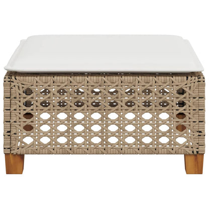 Sgabello Giardino con Cuscino Beige 63,5x56x32 cm in Polyrattan
