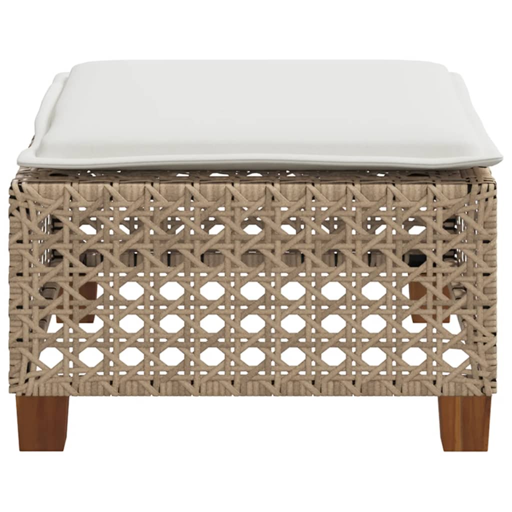 Sgabello Giardino con Cuscino Beige 63,5x56x32 cm in Polyrattan - homemem39