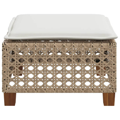 Sgabello Giardino con Cuscino Beige 63,5x56x32 cm in Polyrattan - homemem39
