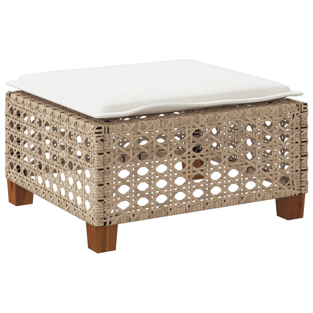 Sgabello Giardino con Cuscino Beige 63,5x56x32 cm in Polyrattan - homemem39