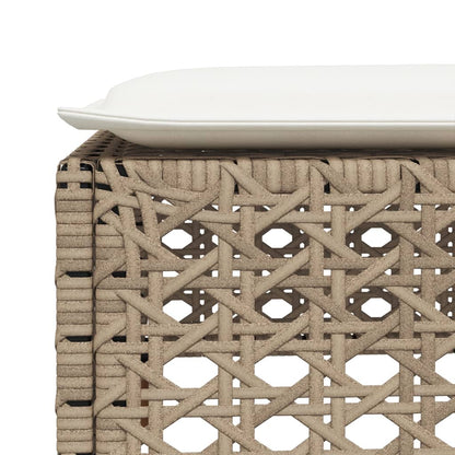 Sgabello Giardino con Cuscino Beige 63,5x56x32 cm in Polyrattan | homemem39