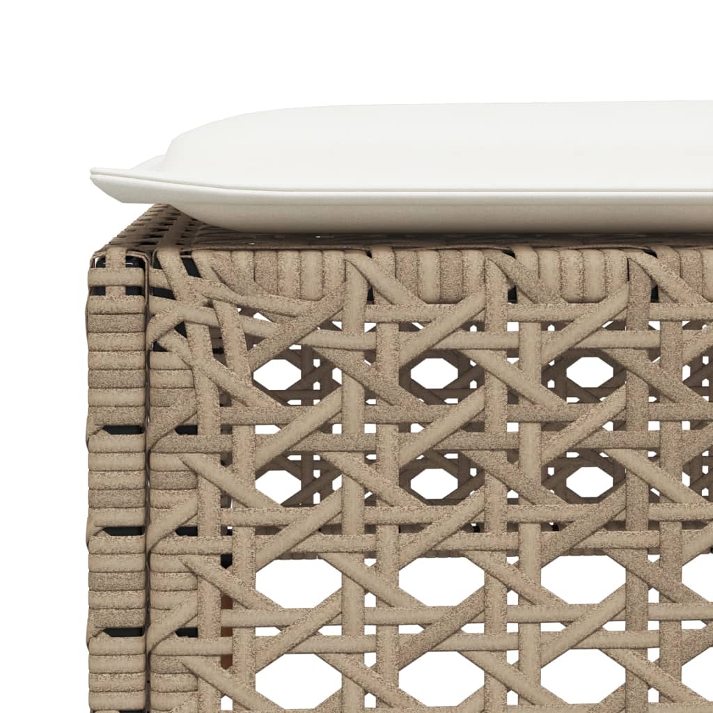 Sgabello Giardino con Cuscino Beige 63,5x56x32 cm in Polyrattan - homemem39