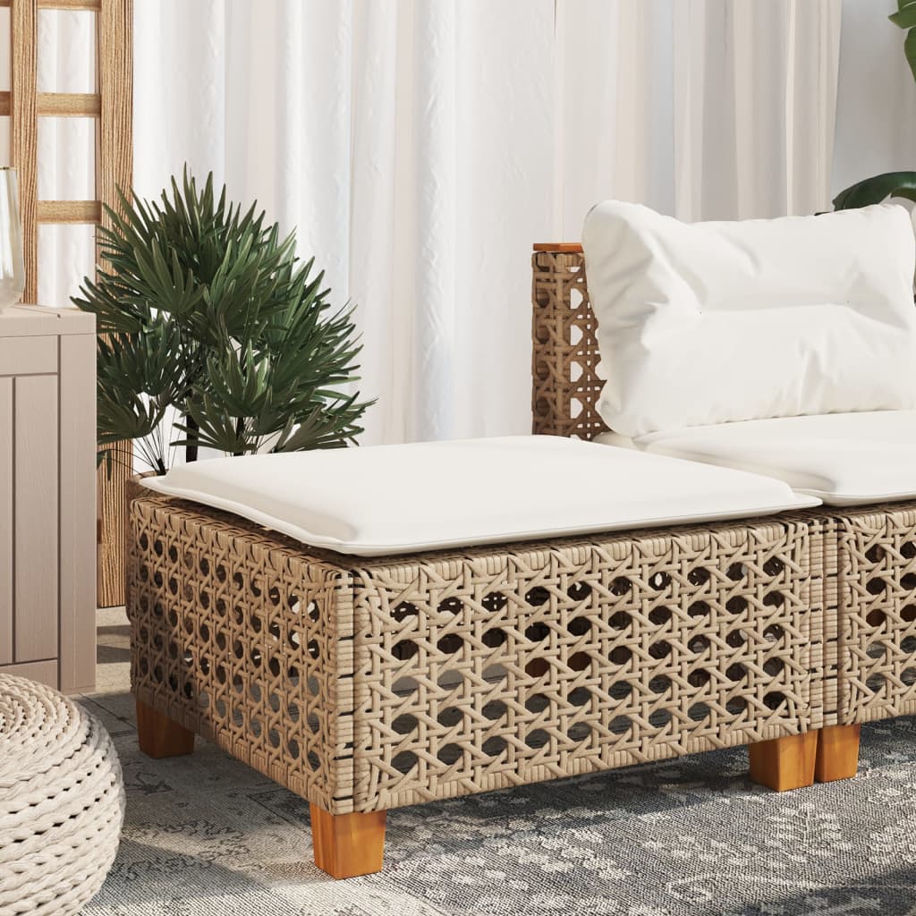 Sgabello Giardino con Cuscino Beige 63,5x56x32 cm in Polyrattan - homemem39