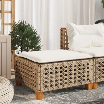 Sgabello Giardino con Cuscino Beige 63,5x56x32 cm in Polyrattan - homemem39