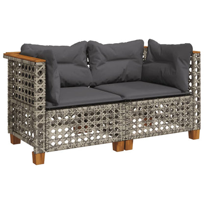 Divani Angolari da Giardino con Cuscini 2pz Polyrattan Grigio | homemem39