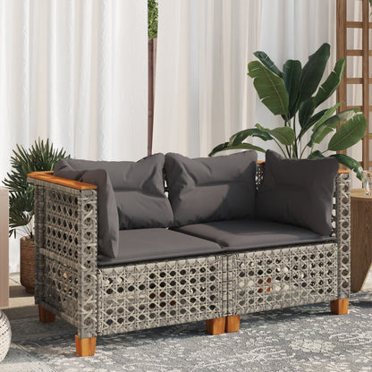 Divani Angolari da Giardino con Cuscini 2pz Polyrattan Grigio | homemem39