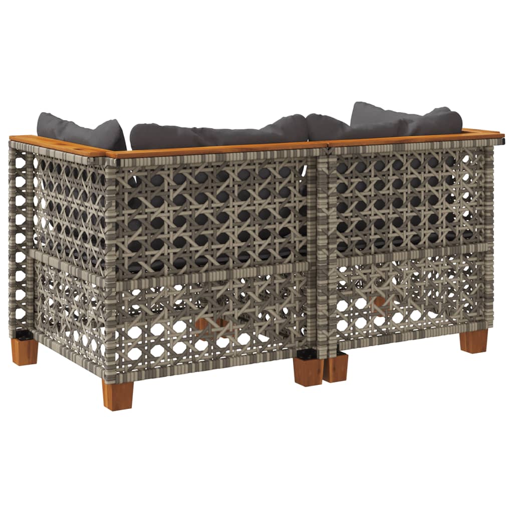 Divani Angolari da Giardino con Cuscini 2pz Polyrattan Grigio | homemem39