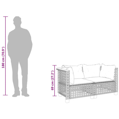 Divani Angolari da Giardino con Cuscini 2pz Polyrattan Grigio