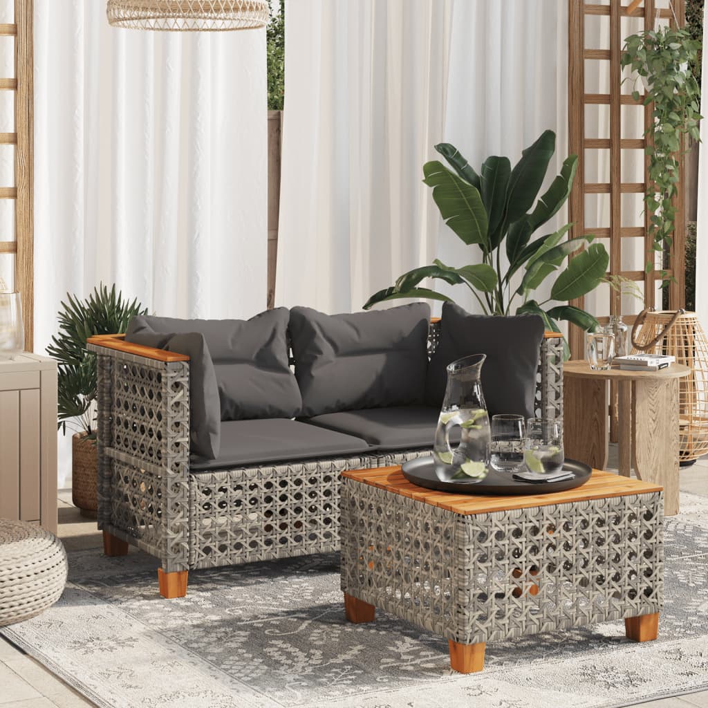 Divani Angolari da Giardino con Cuscini 2pz Polyrattan Grigio | homemem39