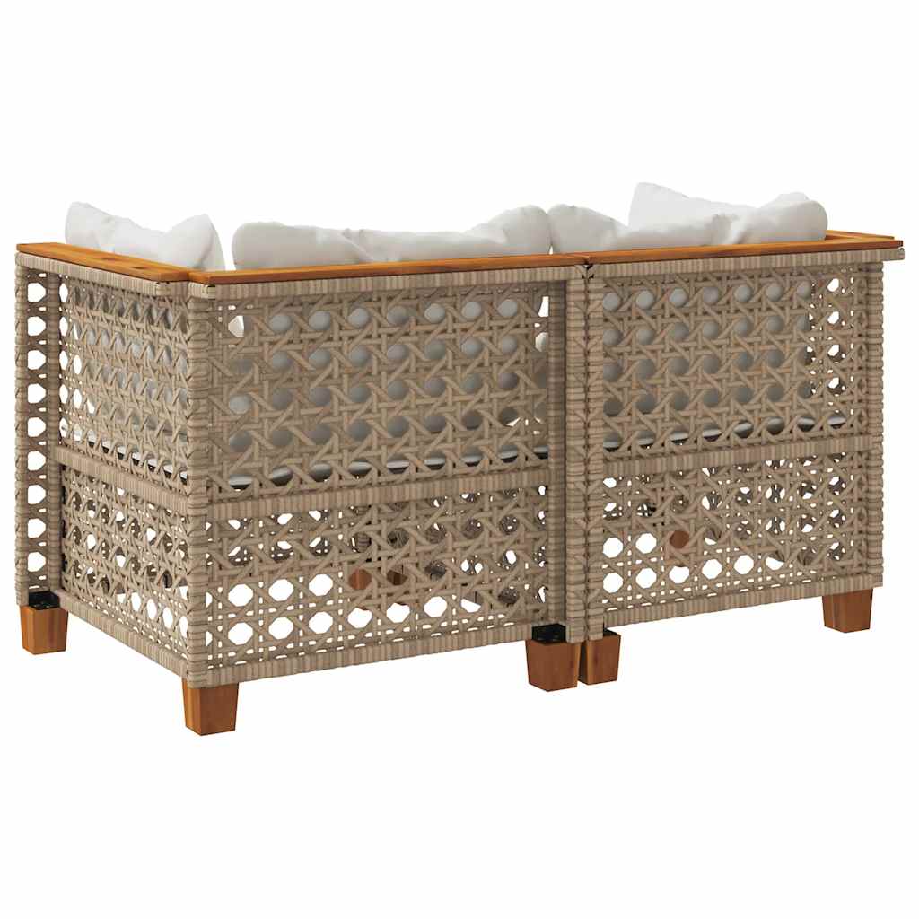 Divani Angolari da Giardino con Cuscini 2 Beige Polyrattan | homemem39