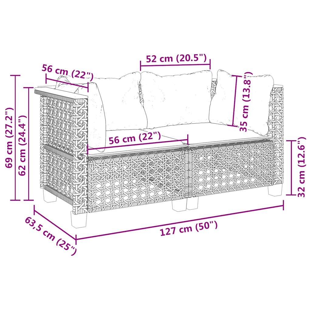 Divani Angolari da Giardino con Cuscini 2 Beige Polyrattan | homemem39