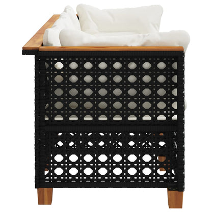 Divano da Giardino a 3 Posti con Cuscini Nero in Polyrattan | homemem39