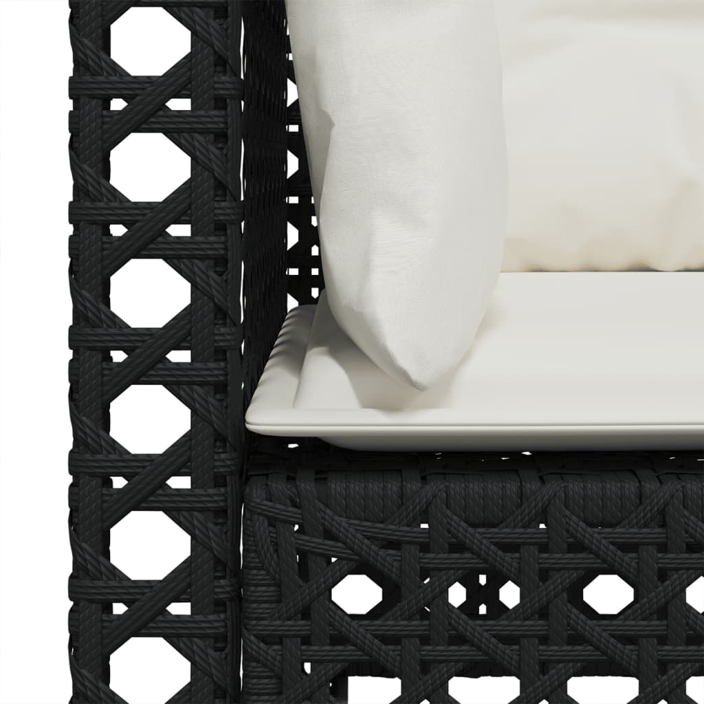 Divano da Giardino a 3 Posti con Cuscini Nero in Polyrattan | homemem39