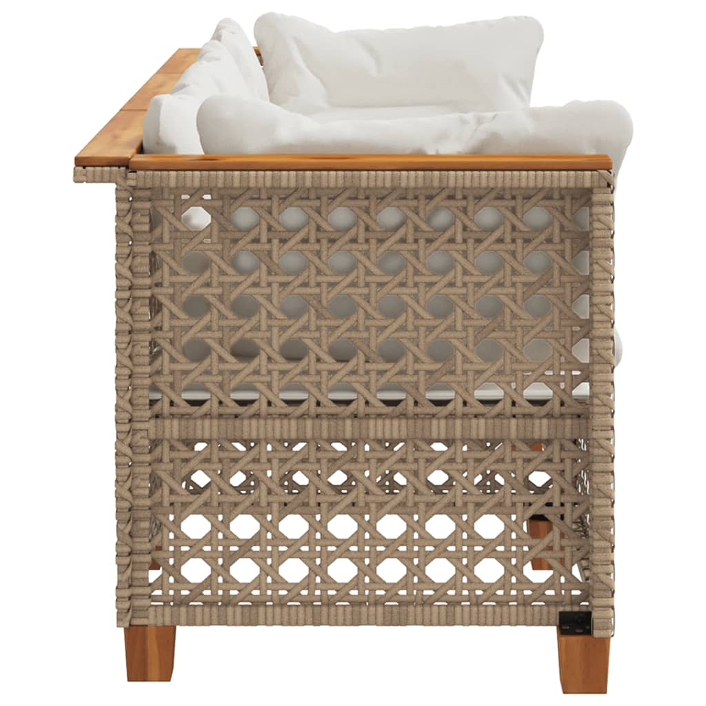 Divano da Giardino con Cuscini a 3 Posti Beige in Polyrattan | homemem39
