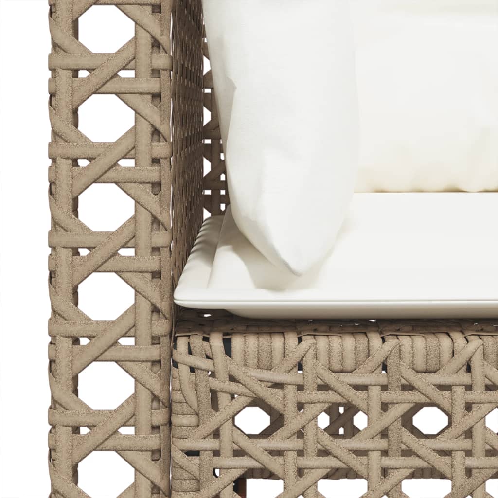 Divano da Giardino con Cuscini a 3 Posti Beige in Polyrattan | homemem39