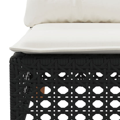 Divano da Giardino a 3 Posti con Cuscini Nero in Polyrattan | homemem39